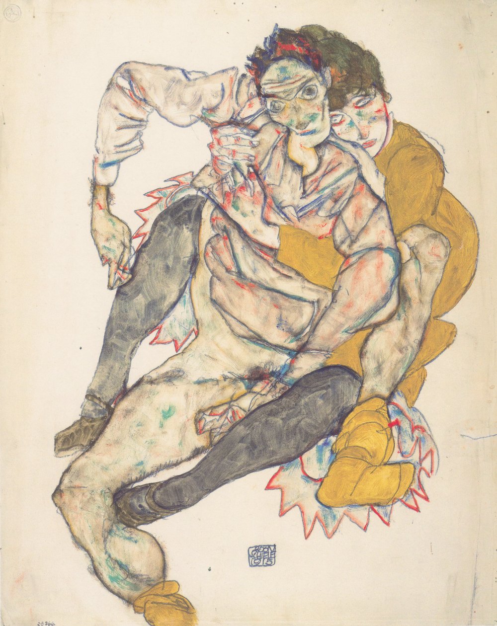 oturan çift by Egon Schiele
