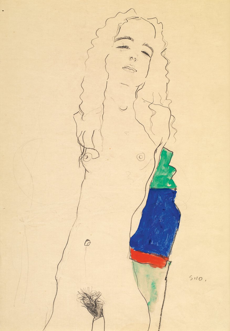 ayakta kadın çıplak by Egon Schiele