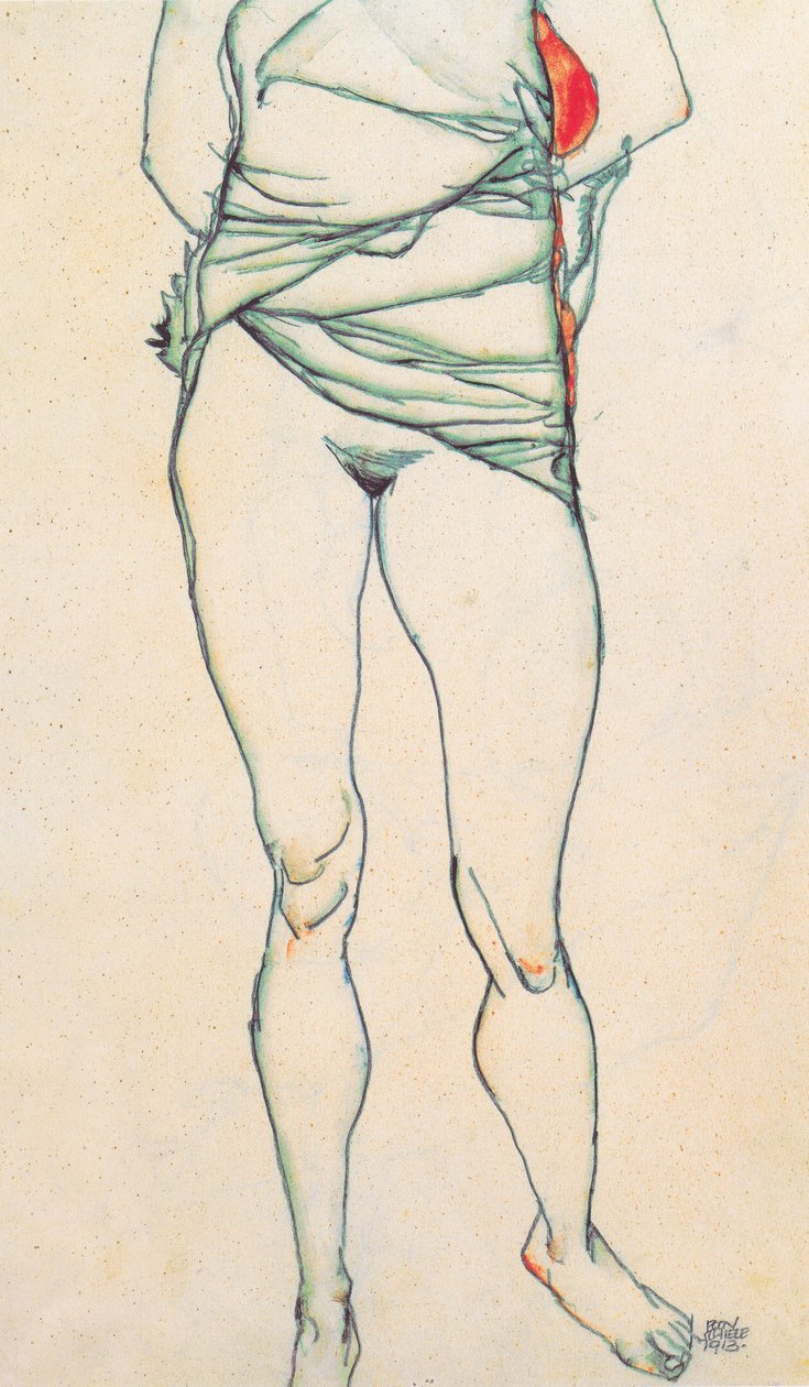Kadın gövde gömlek ile yukarı çekti by Egon Schiele