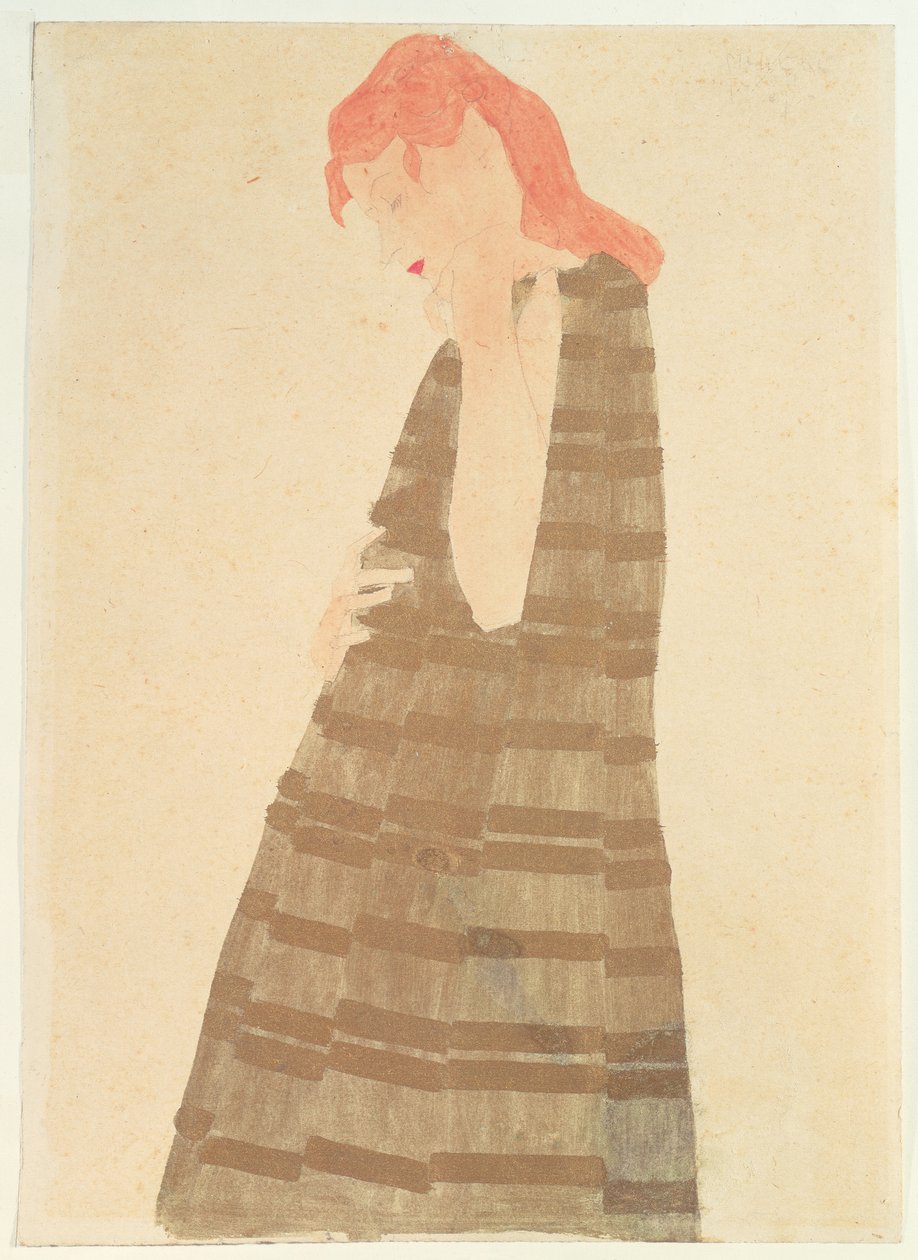 Altın Pelerinli Kadın, 1908 by Egon Schiele