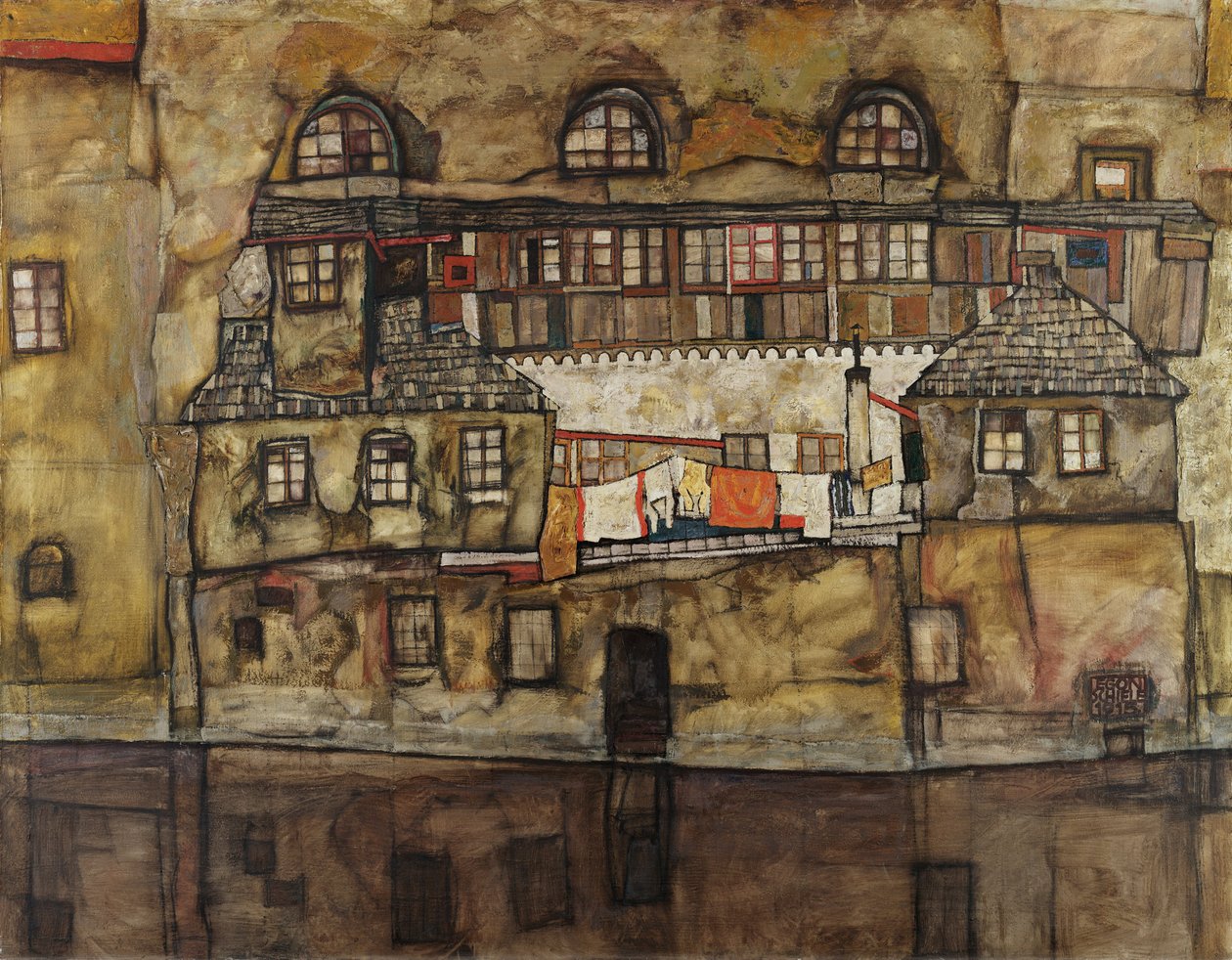 Nehirdeki Ev Duvarı by Egon Schiele