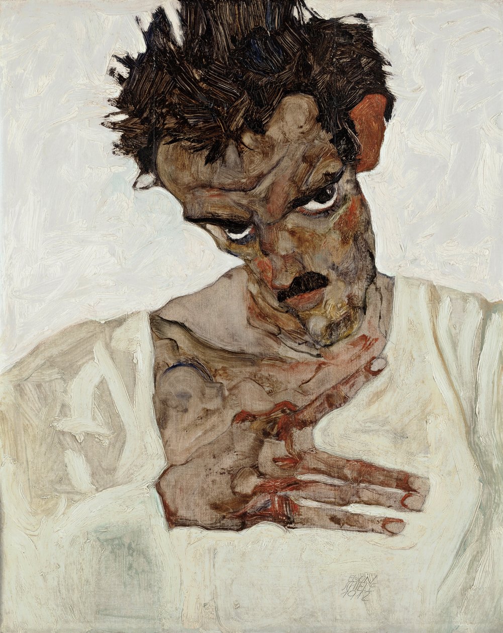 Alçaltılmış Başlı Otoportre by Egon Schiele