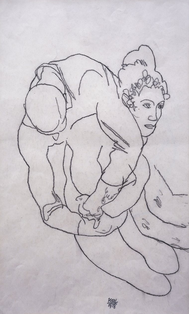 Sarılmak; Umarmende, 1918 by Egon Schiele