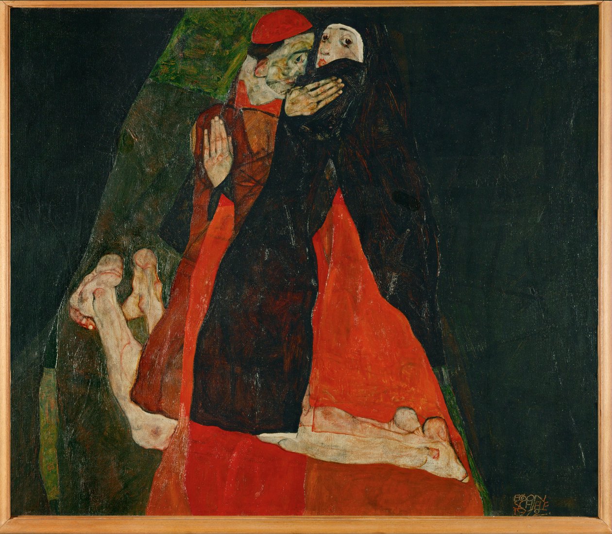 Kardinal ve rahibe, okşama (tuval üzerine yağlıboya) by Egon Schiele