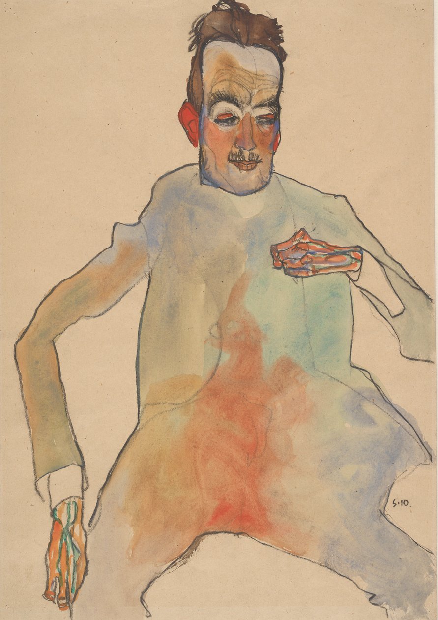 Çellist, 1910. by Egon Schiele