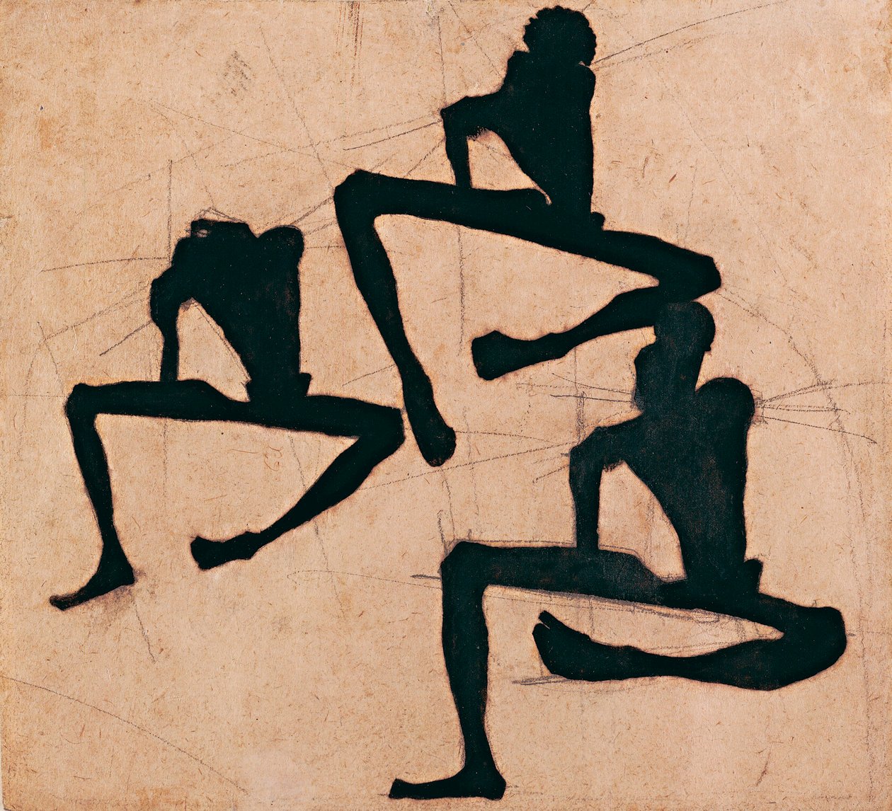Üç çıplak erkekle kompozisyon - Üç Erkek Nü ile Kompozisyon - Egon Schiele (1890-1918), Kağıt üzerine mürekkep by Egon Schiele