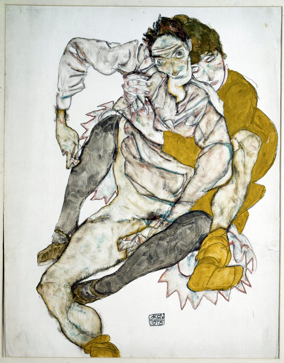 Çift oturuyor. Egon Schiele