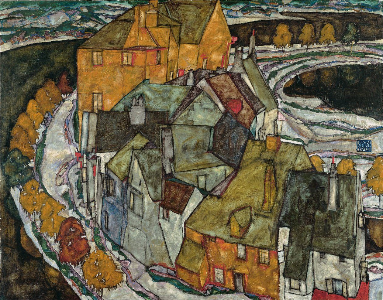 Hilal Evleri II Ada Kasabası, 1915 by Egon Schiele