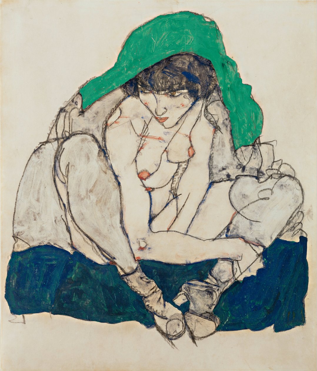 Yeşil Başörtülü Kadın, 1914 by Egon Schiele