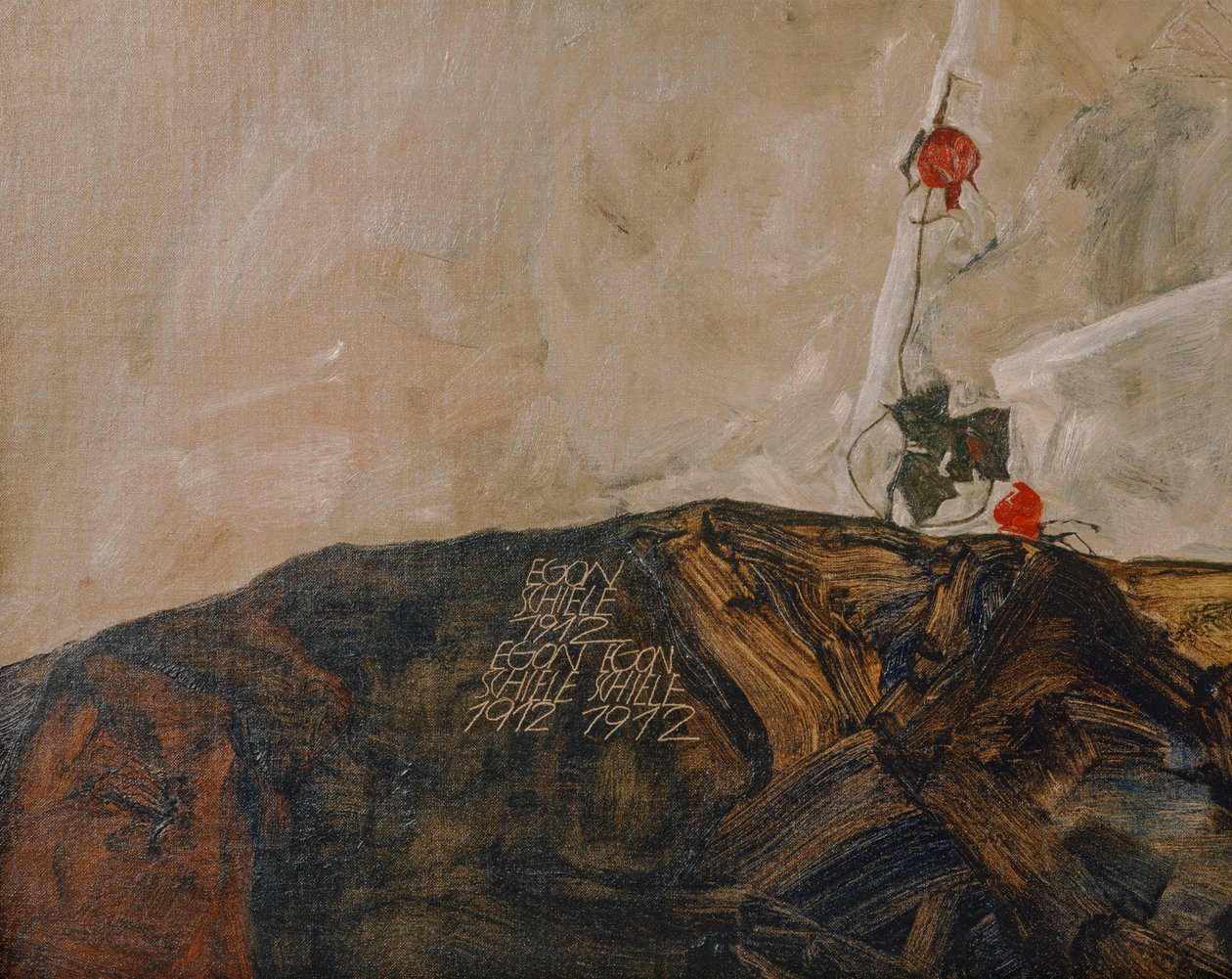 Die Eremiten (tuval üzerine yağlıboya) by Egon Schiele