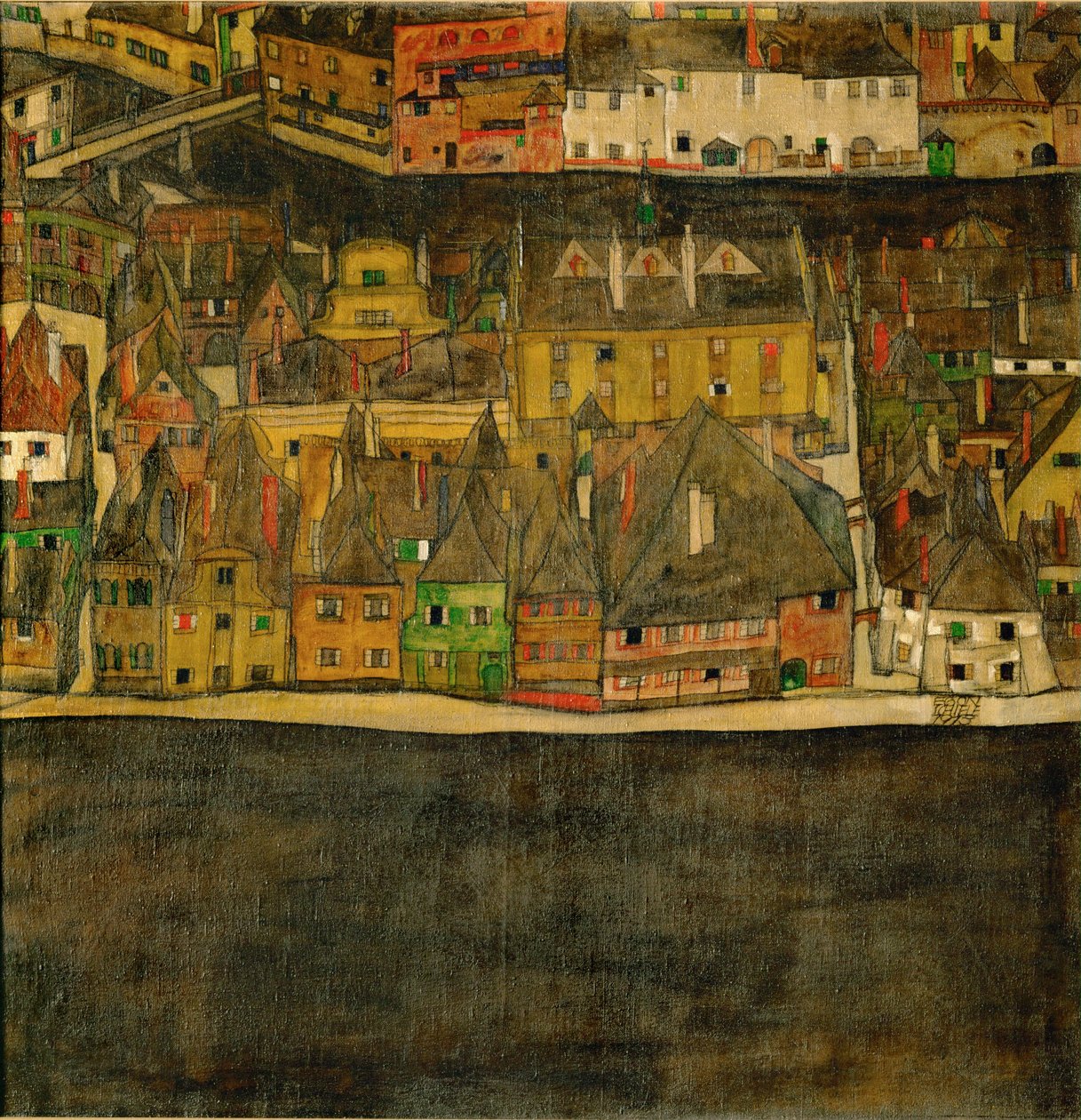 Die kleine Stadt veya Küçük Kasaba (tuval üzerine yağlıboya) by Egon Schiele