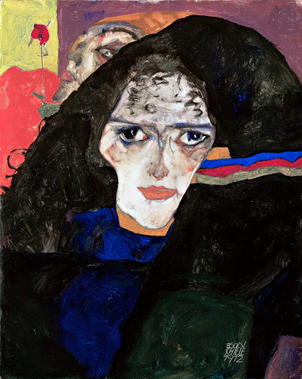 Yaslı Kadın - Tablo Egon Schiele (1890-1918), ahşap üzerine yağlı boya (42,5x34 cm) by Egon Schiele