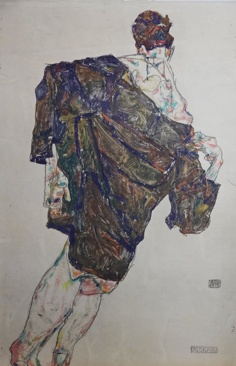 Mantolu Figür, 1913. by Egon Schiele