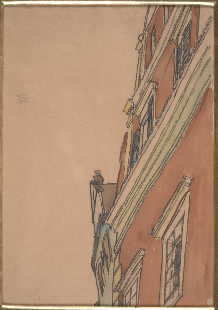 Bir Binanın Önden Görünümü: Krumau Evi by Egon Schiele
