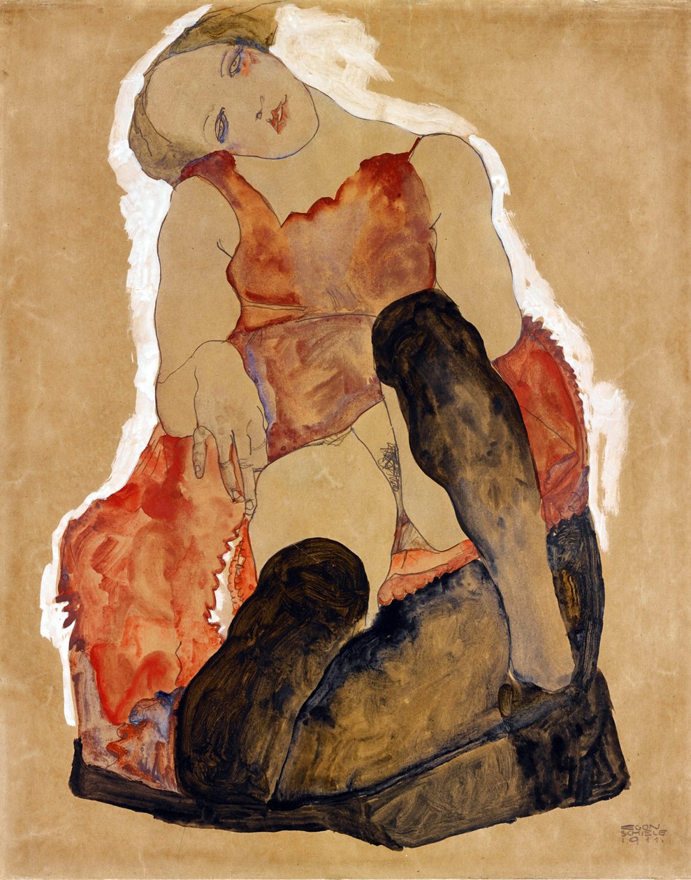 Siyah çoraplı kız Schiele, Egon (1890-1918) by Egon Schiele