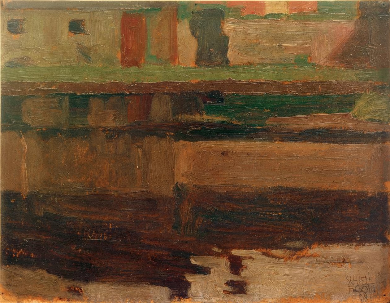 I. Nehri üzerindeki evler. by Egon Schiele