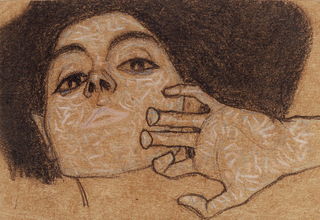 Bir kadının başı, c.1907-8 by Egon Schiele