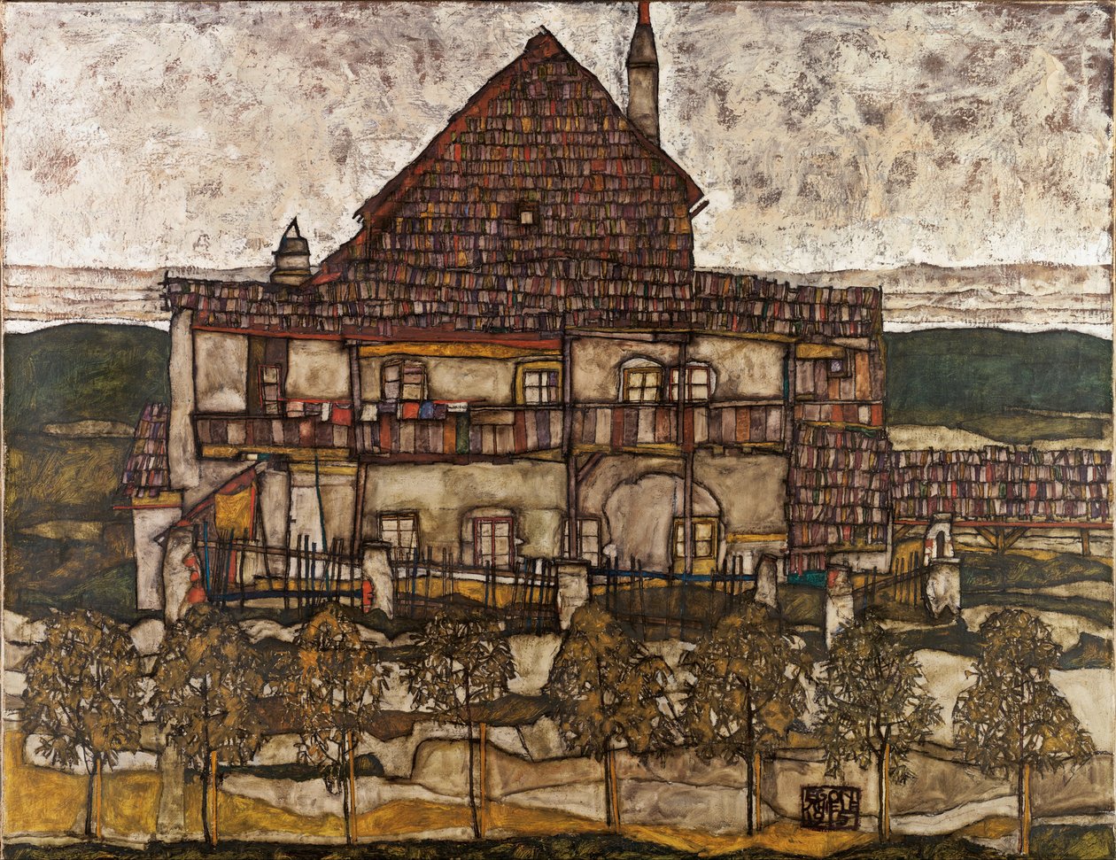 Shingle Çatılı Ev Eski Ev II, 1911 by Egon Schiele