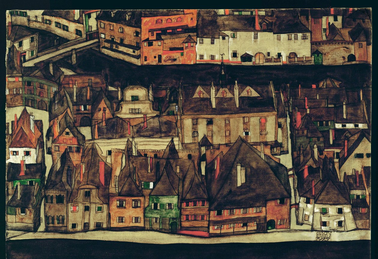 Krumau, Çek Cumhuriyeti (tuval üzerine resim) by Egon Schiele