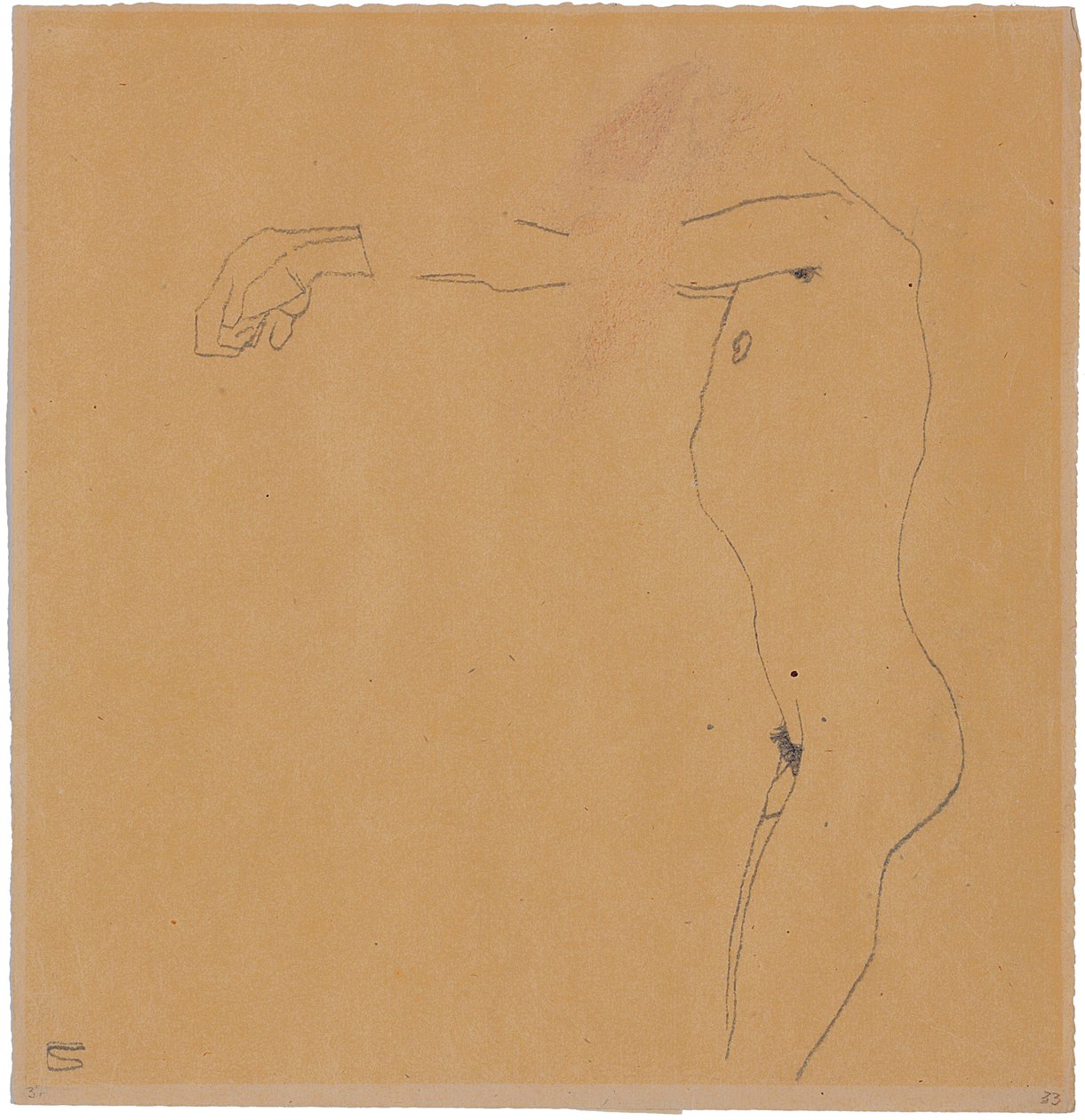 Kolları sola doğru kaldırılmış çıplak erkek, 1909 by Egon Schiele