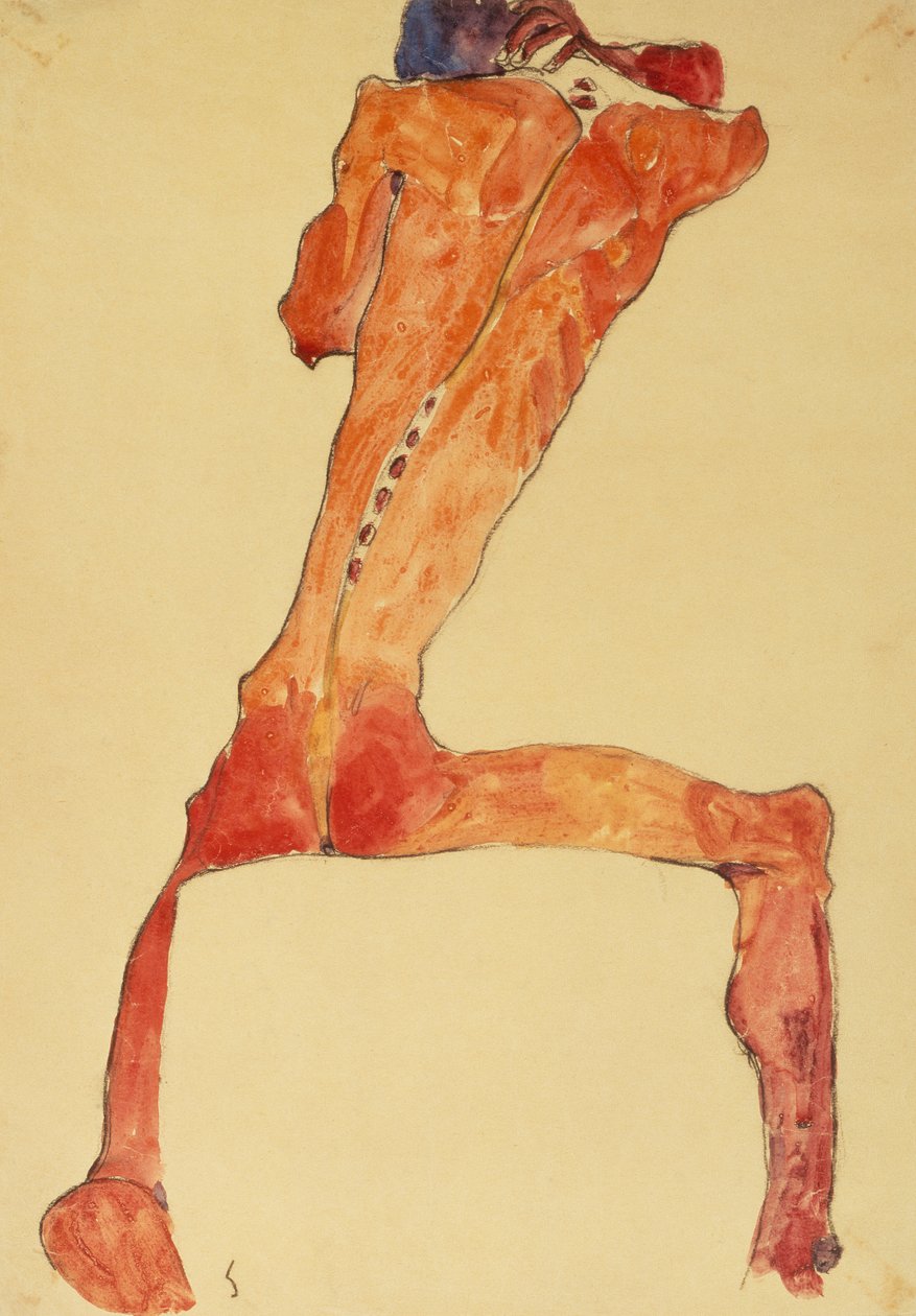 Mannerruckenhaut (kalem ve sulu boya) by Egon Schiele