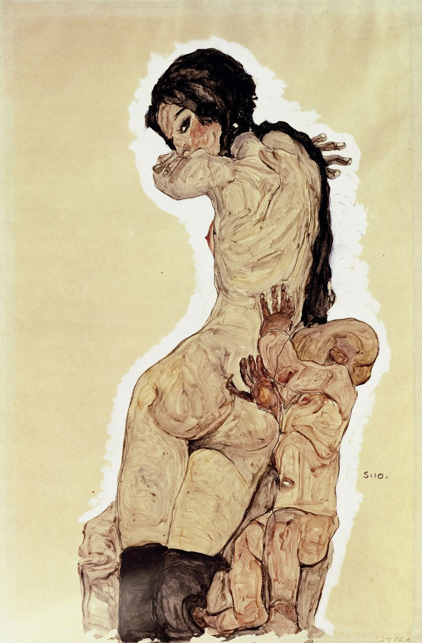 Anne ve Çocuk, 1910 by Egon Schiele