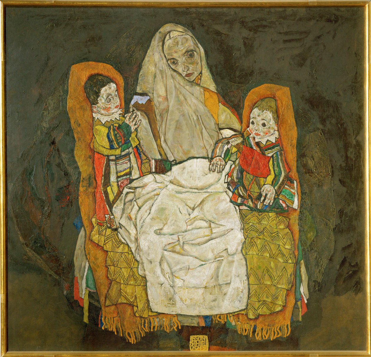 İki çocuklu anne (tuval üzerine yağlıboya) by Egon Schiele
