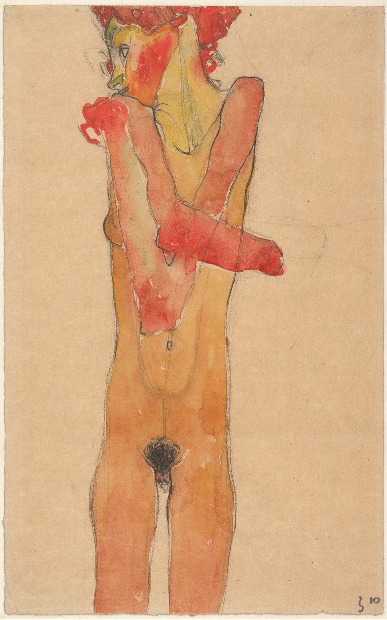 Kolları Katlanmış Çıplak Kız, 1910 by Egon Schiele