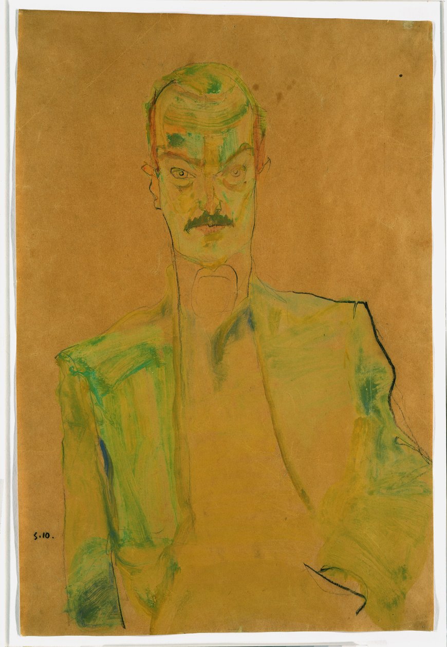 Renkli Kumaş Üzerine Nude, 1911 (kağıt üzerine guaj ile wc ve kurşun kalem) by Egon Schiele