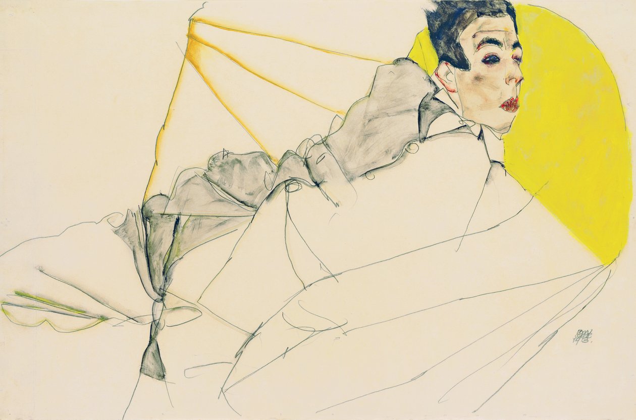 Yatan Çocuk Erich Lederer, 1913 by Egon Schiele