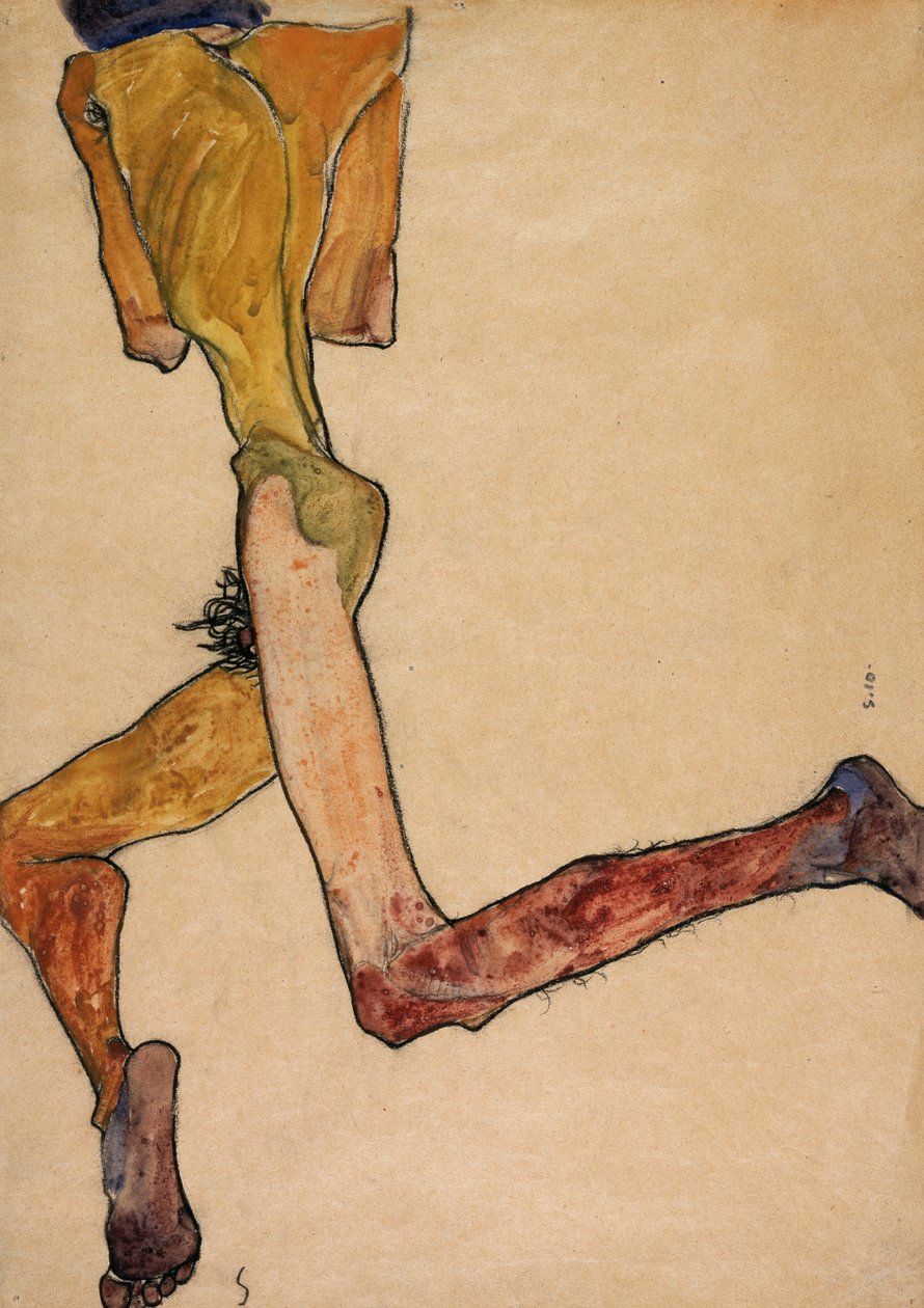 Yatan Çıplak Adam, 1910 by Egon Schiele