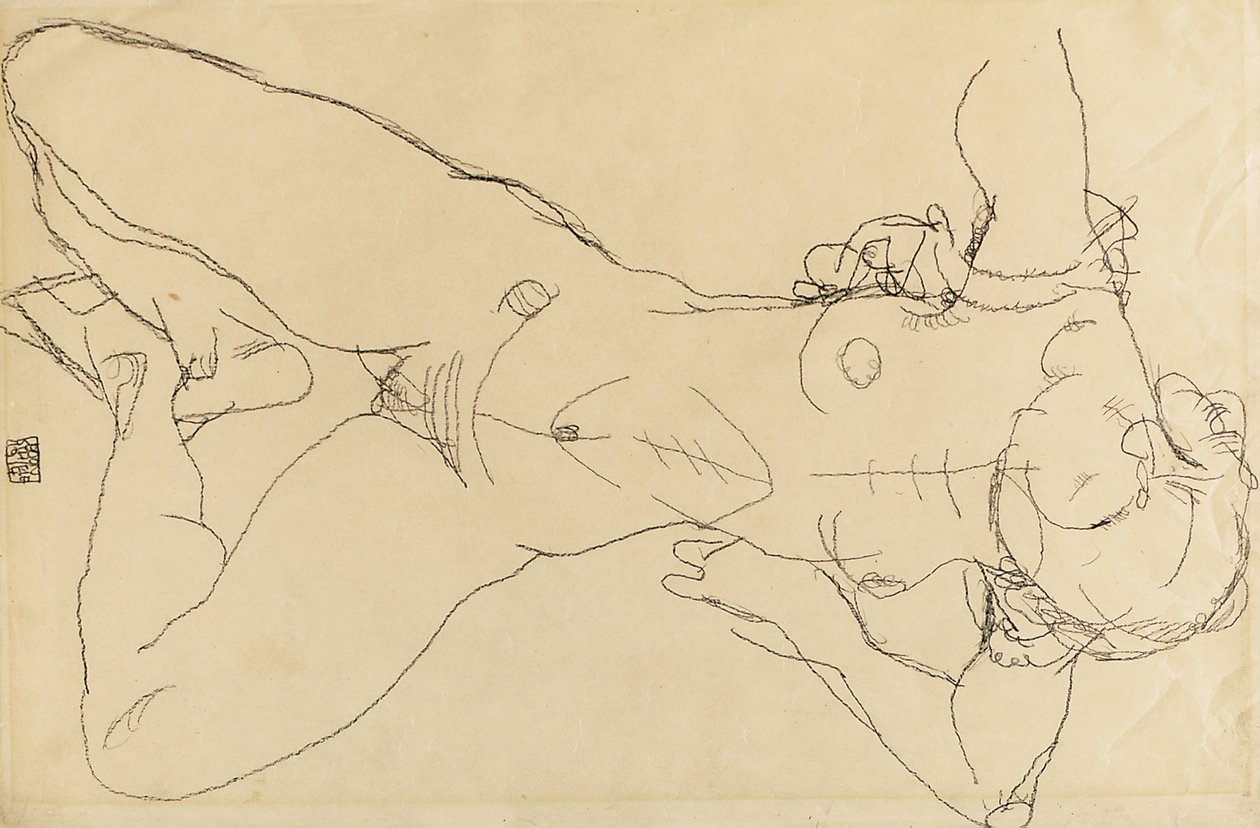 Çıplak kadın uzanmış, 1914 by Egon Schiele