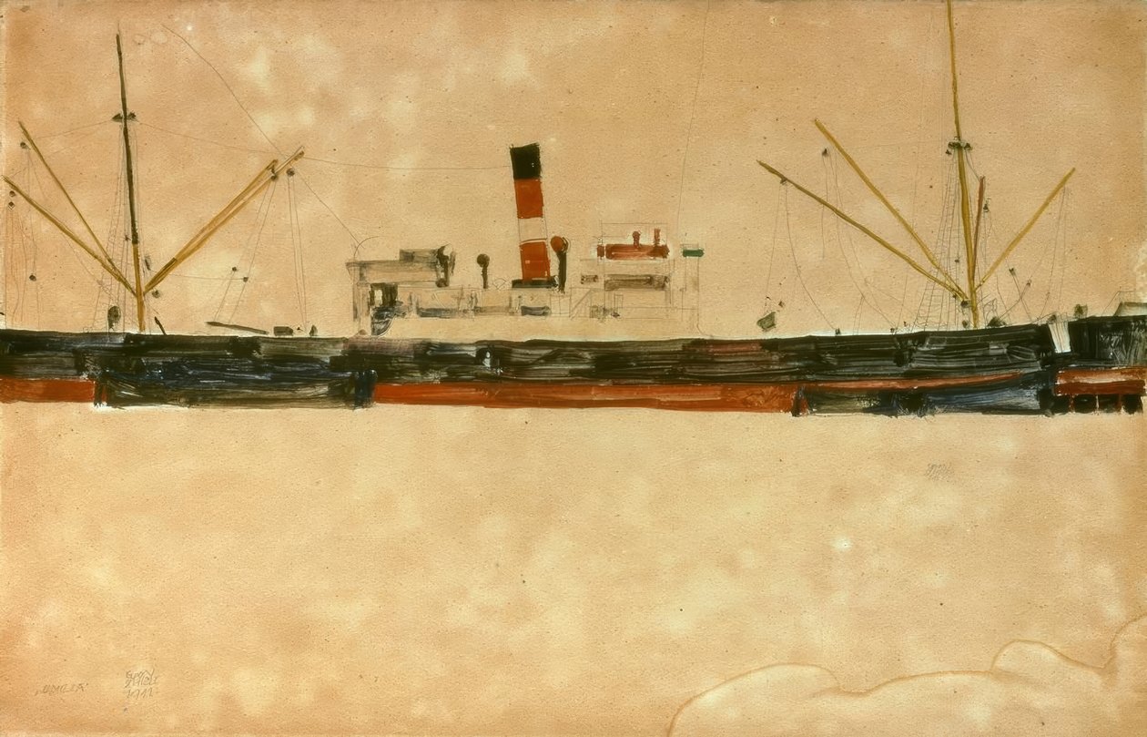 Trieste limanındaki gemiler by Egon Schiele