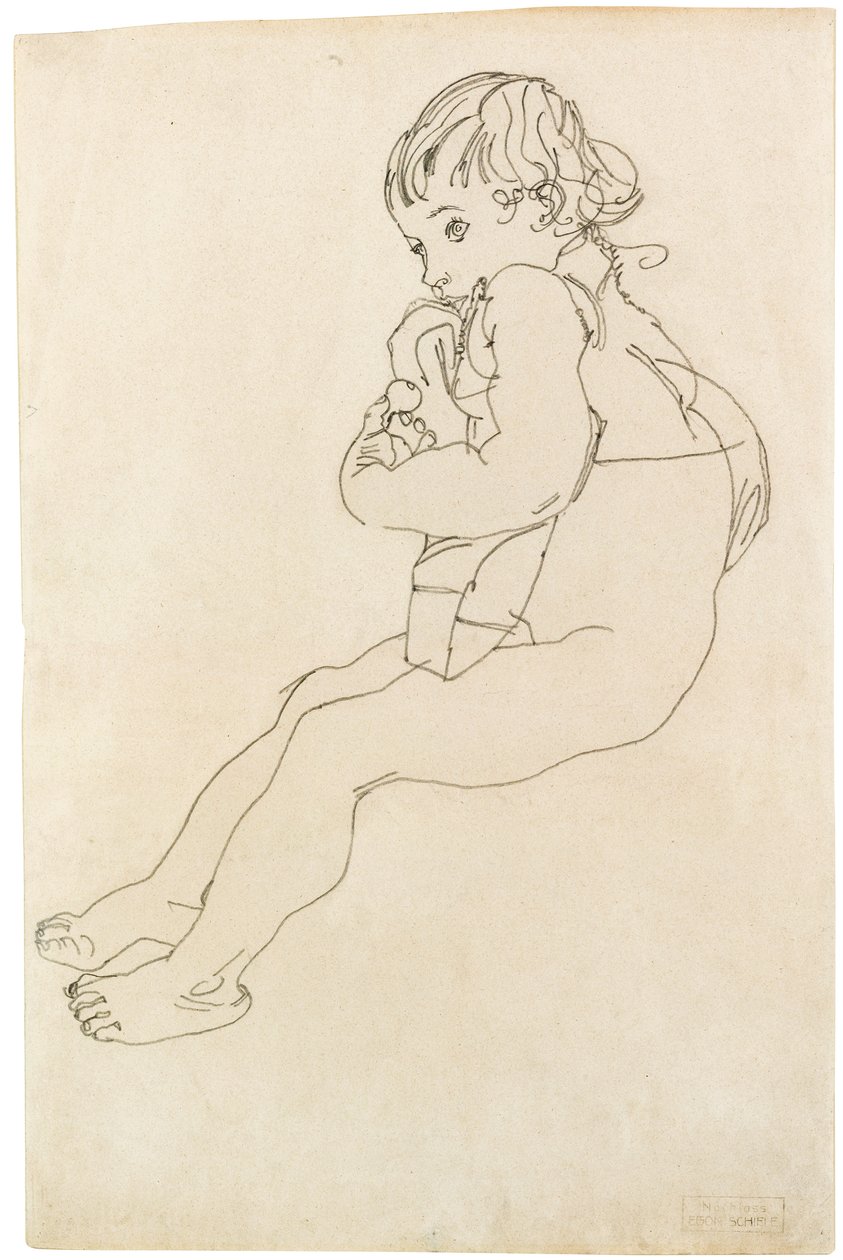 Oturan Çocuk, 1916 by Egon Schiele