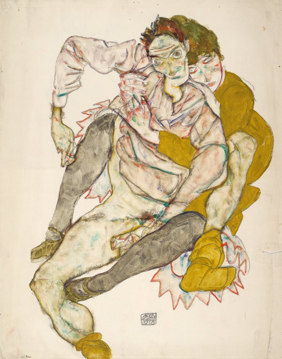 Oturan Çift by Egon Schiele