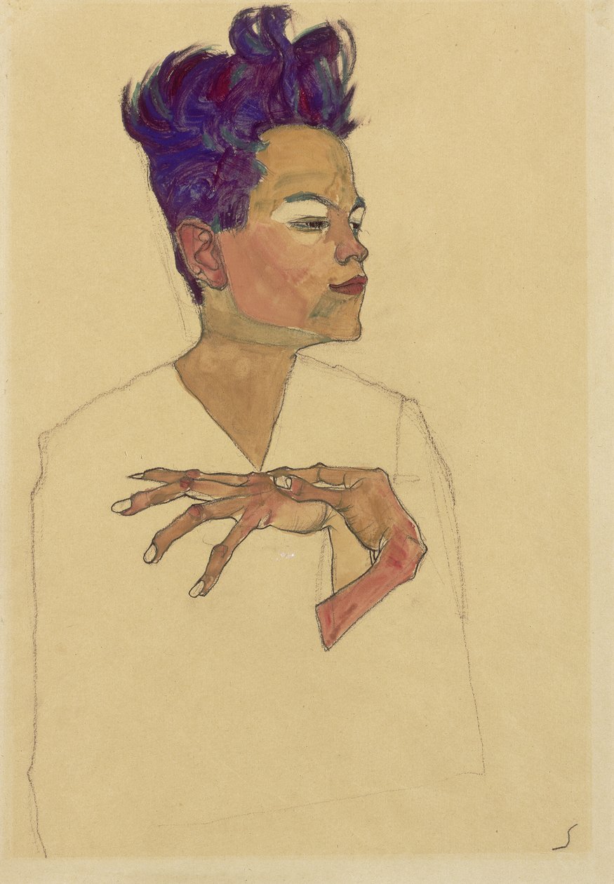 Eller Göğüste Otoportre, 1910 by Egon Schiele