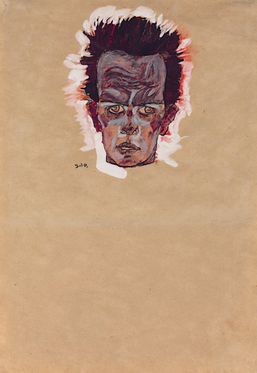 Otoportre, Kafa; Otoportre, Kafa, 1910 by Egon Schiele