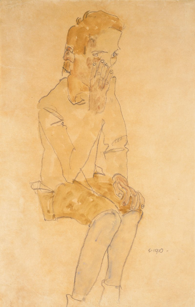 Oturan Çocuk, 1910 by Egon Schiele