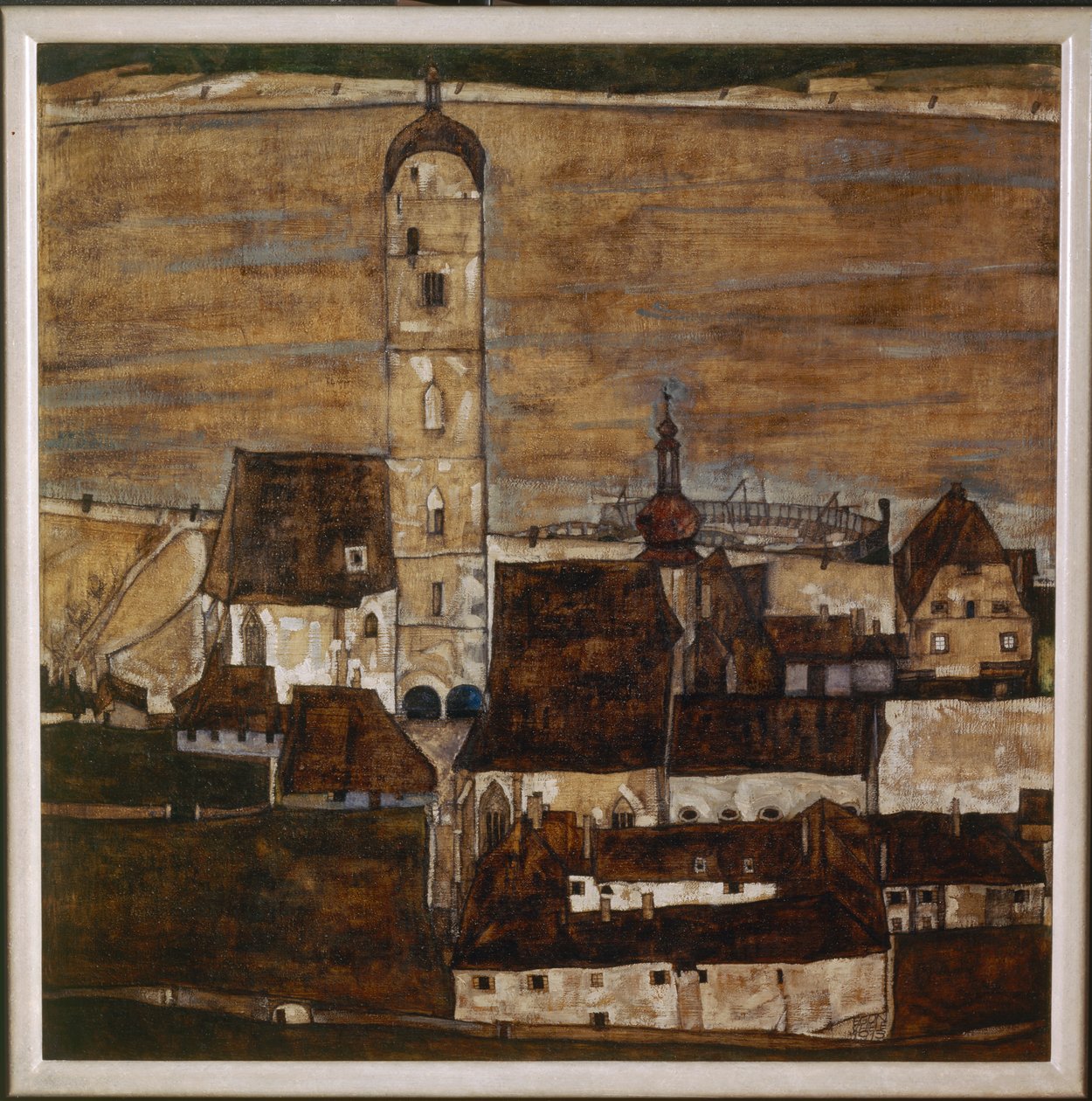 Stadt Stein II (tuval üzerine resim) by Egon Schiele