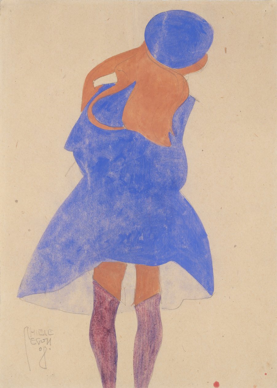 Duran Kız, Arkadan Görünüm, 1908. by Egon Schiele