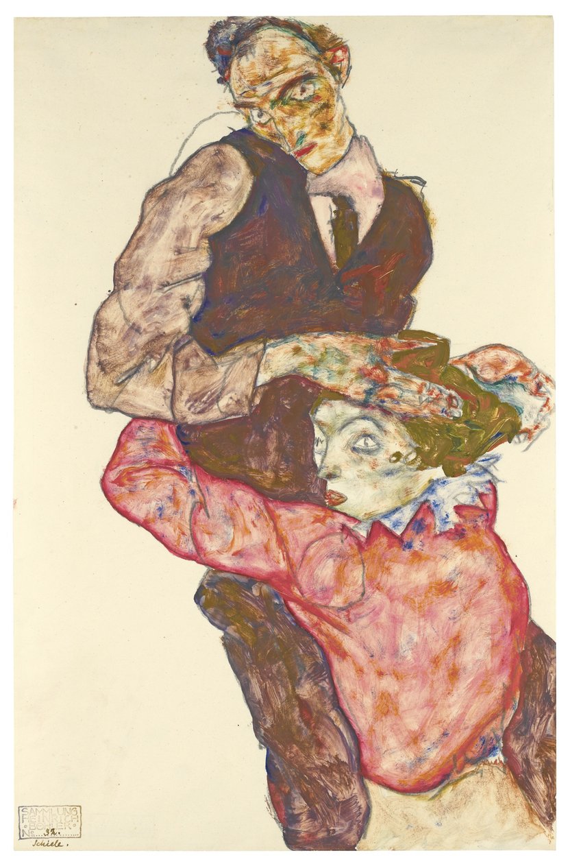 Wally ile İki Aşık Otoportre, 1914-1915 by Egon Schiele