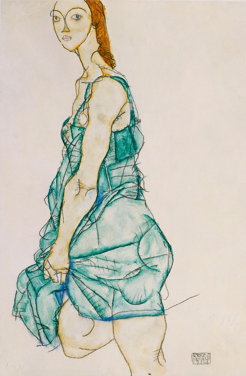 Dik Duran Kadın, 1912 by Egon Schiele