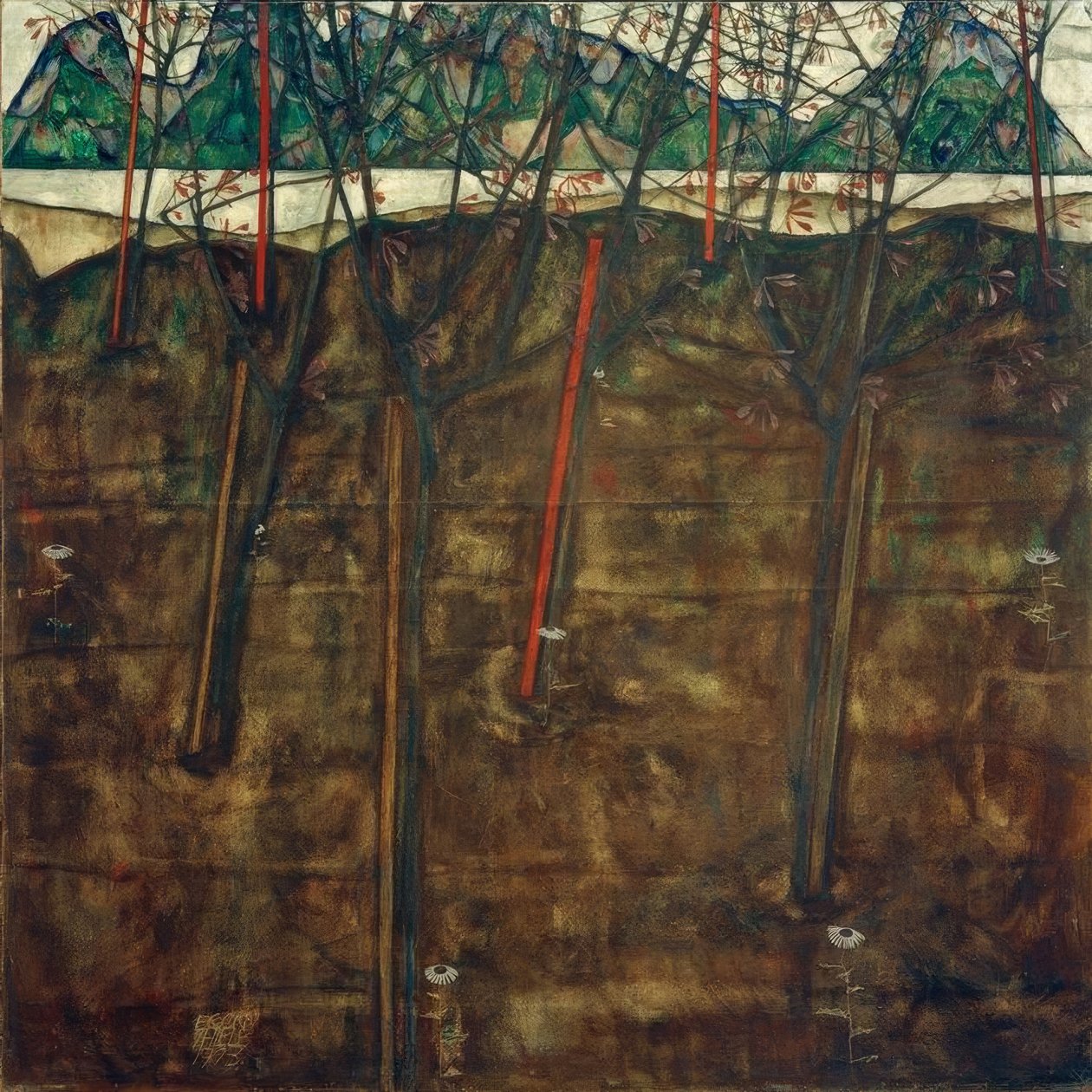 Erken ilkbahar manzarası by Egon Schiele