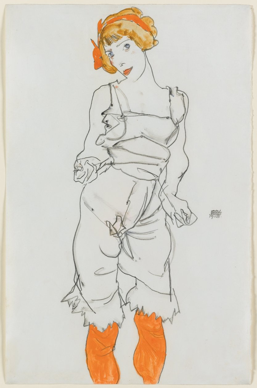 Kadın iç çamaşırı ve çorap by Egon Schiele