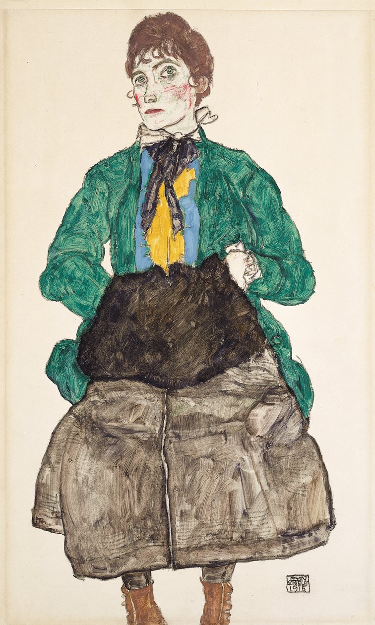 Yeşil bluzlu, manşetli kadın, 1915 by Egon Schiele