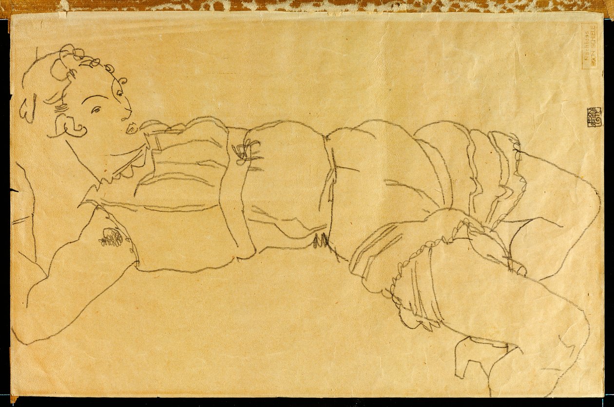 Sırtüstü Yatan Genç Kadın, 1915 by Egon Schiele