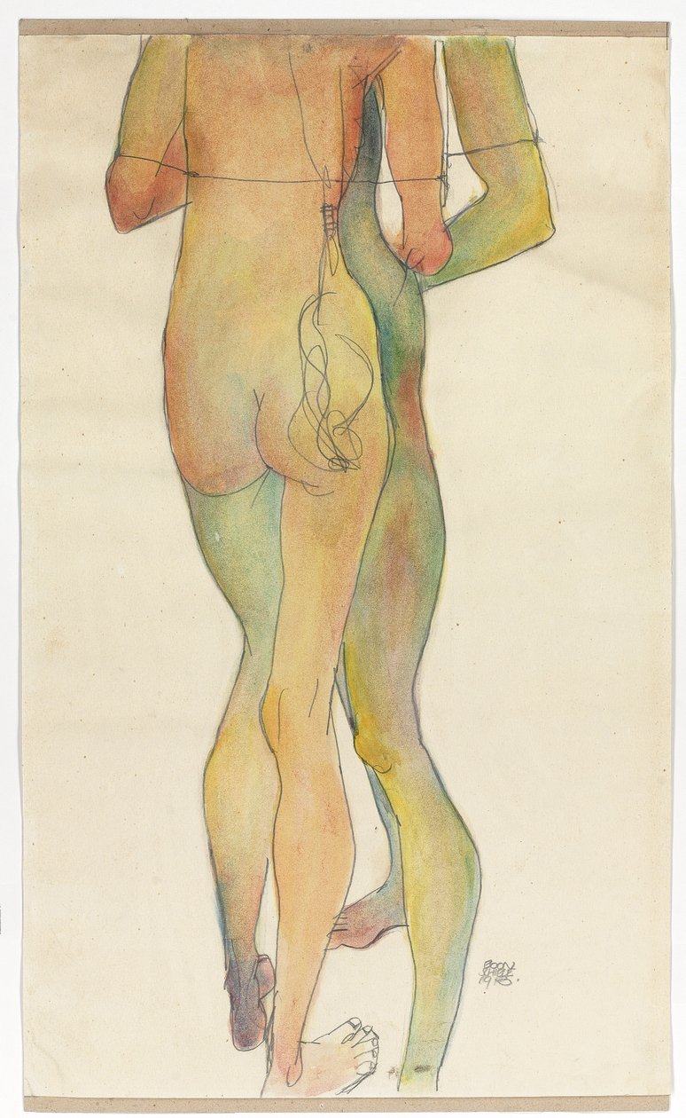 İki Ayakta Çıplak, 1913 by Egon Schiele