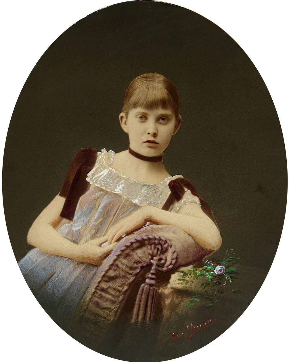 Bir kızın portresi. Gümüş Jelatin Fotoğraf, Guaj, Egor Maximovich Ovcharenko (?-1902) by Egor Maximovich Ovcharenko