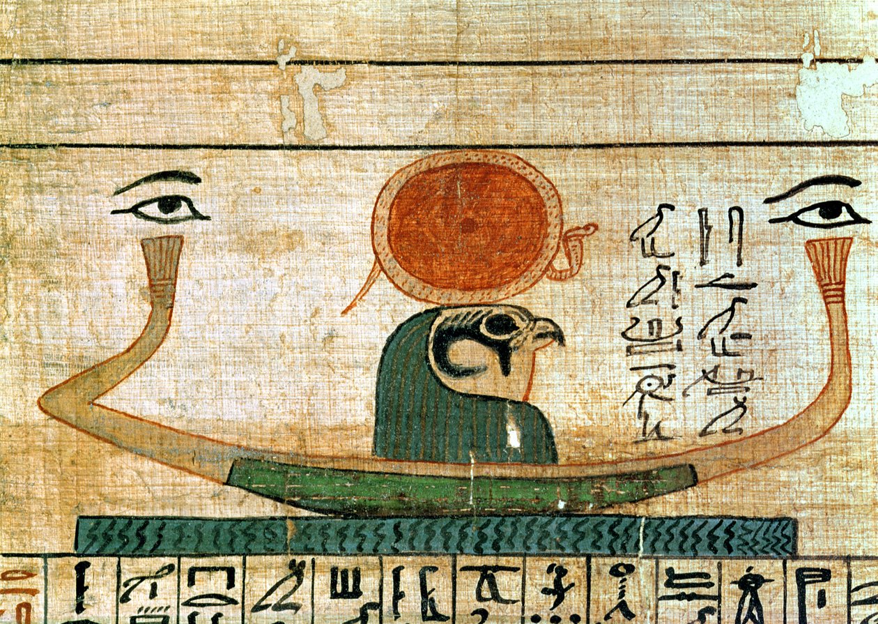 Re-Herakhty gemisini tasvir eden Mısır cenaze papirüsü by Egyptian
