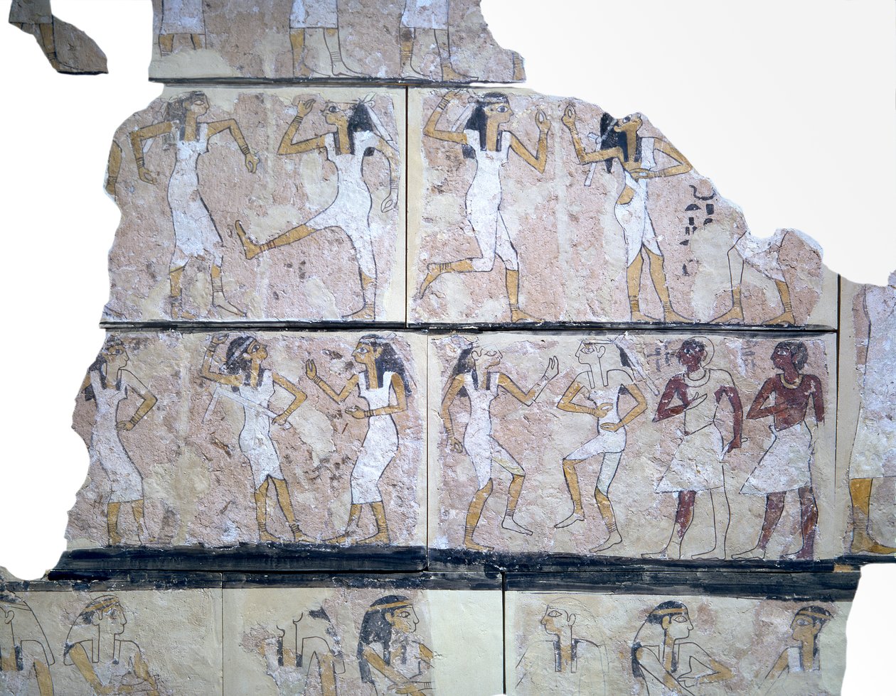 Dans eden kızları tasvir eden duvar resmi parçası by Egyptian